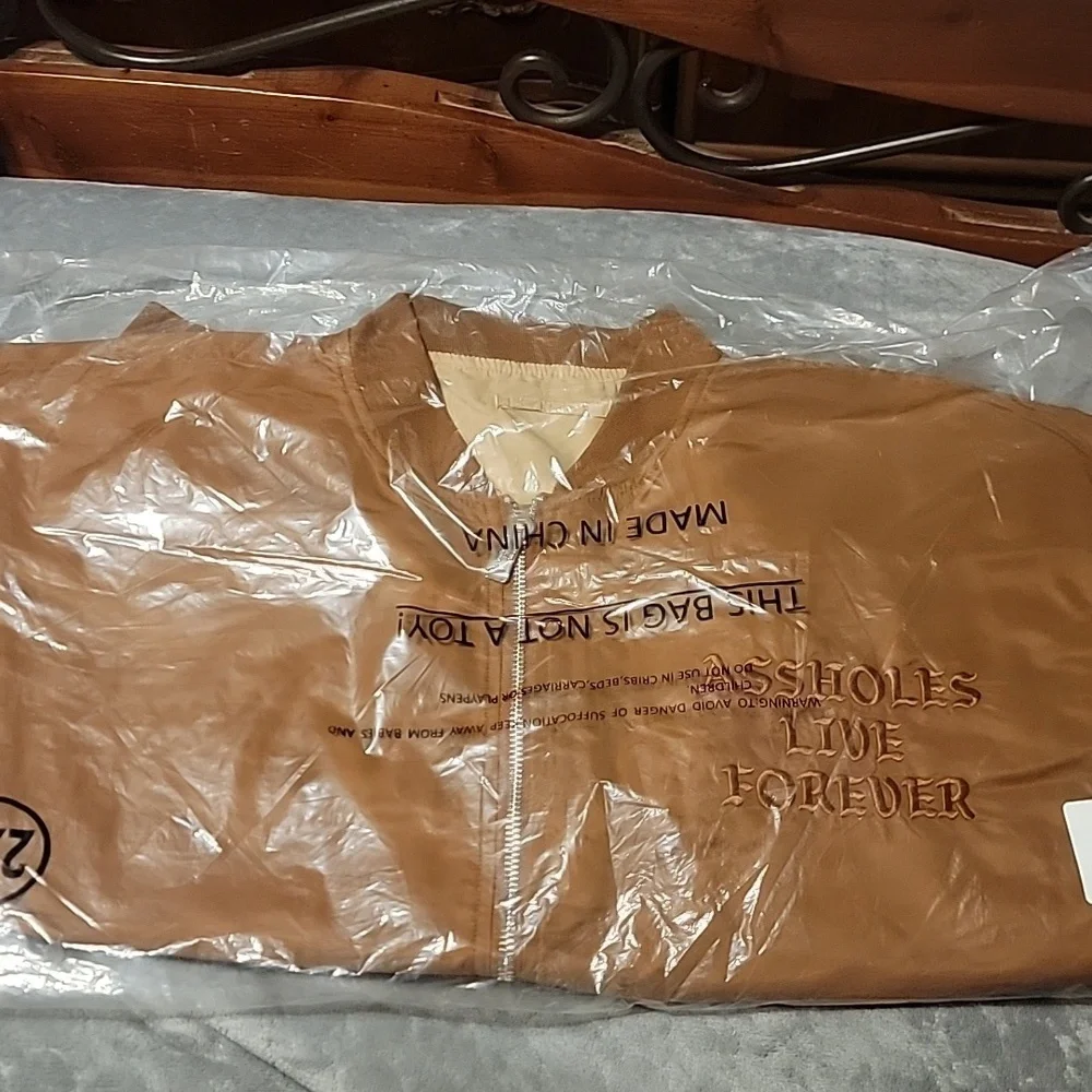 NWT Assholes Live Forever Brown Tan Reversible Bomber Jacket ALF Unisex Size 2XL - Picture 11 of 15